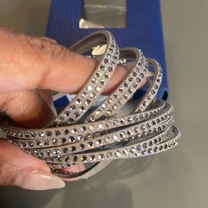 Swarovski Grey Leather Wrap Bracelet
